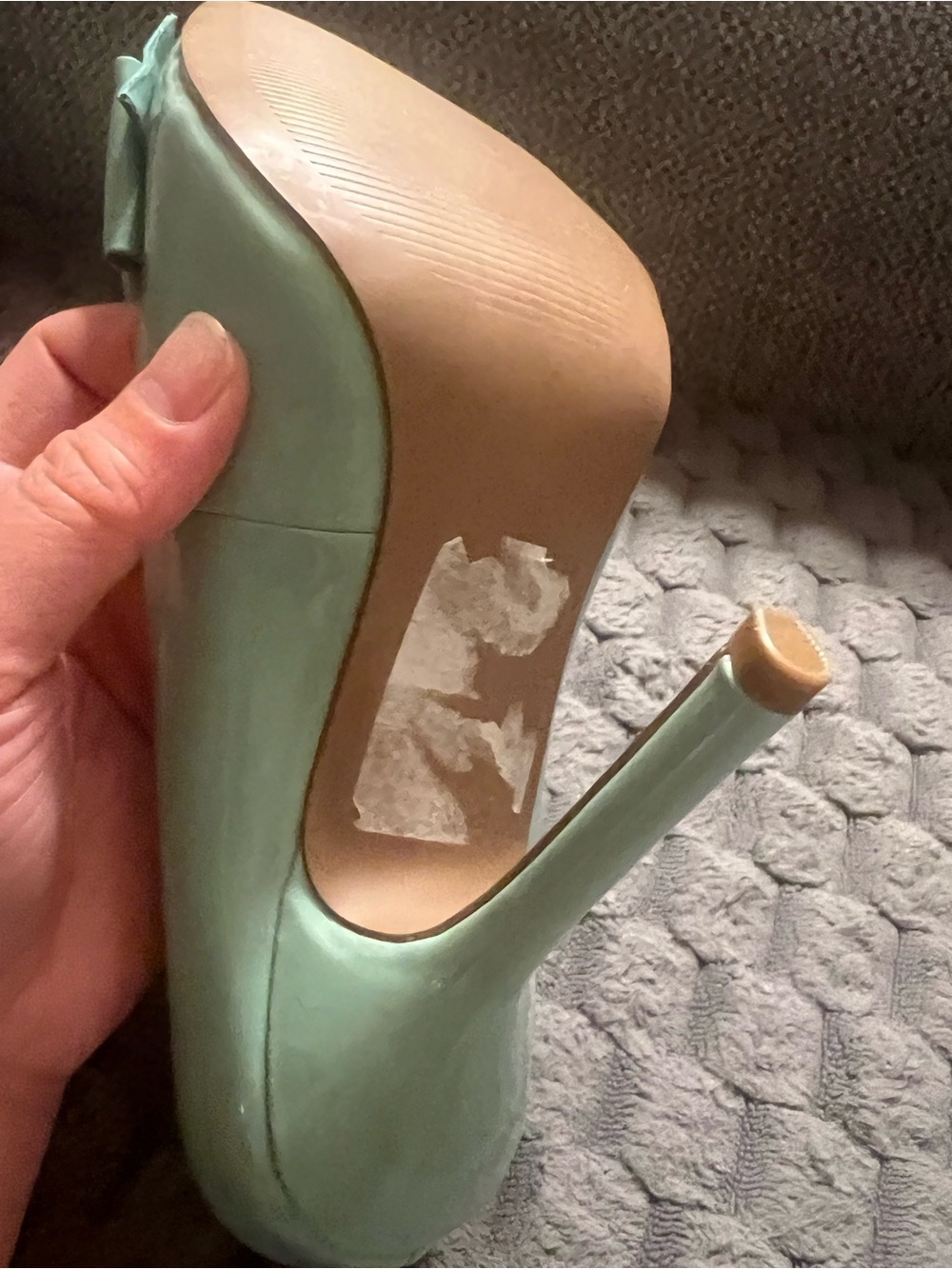 Betsey Johnson Women’s Mint Green Bow Pointed Toe High Heel Pumps, US 6 (no box) - Picture 8 of 9